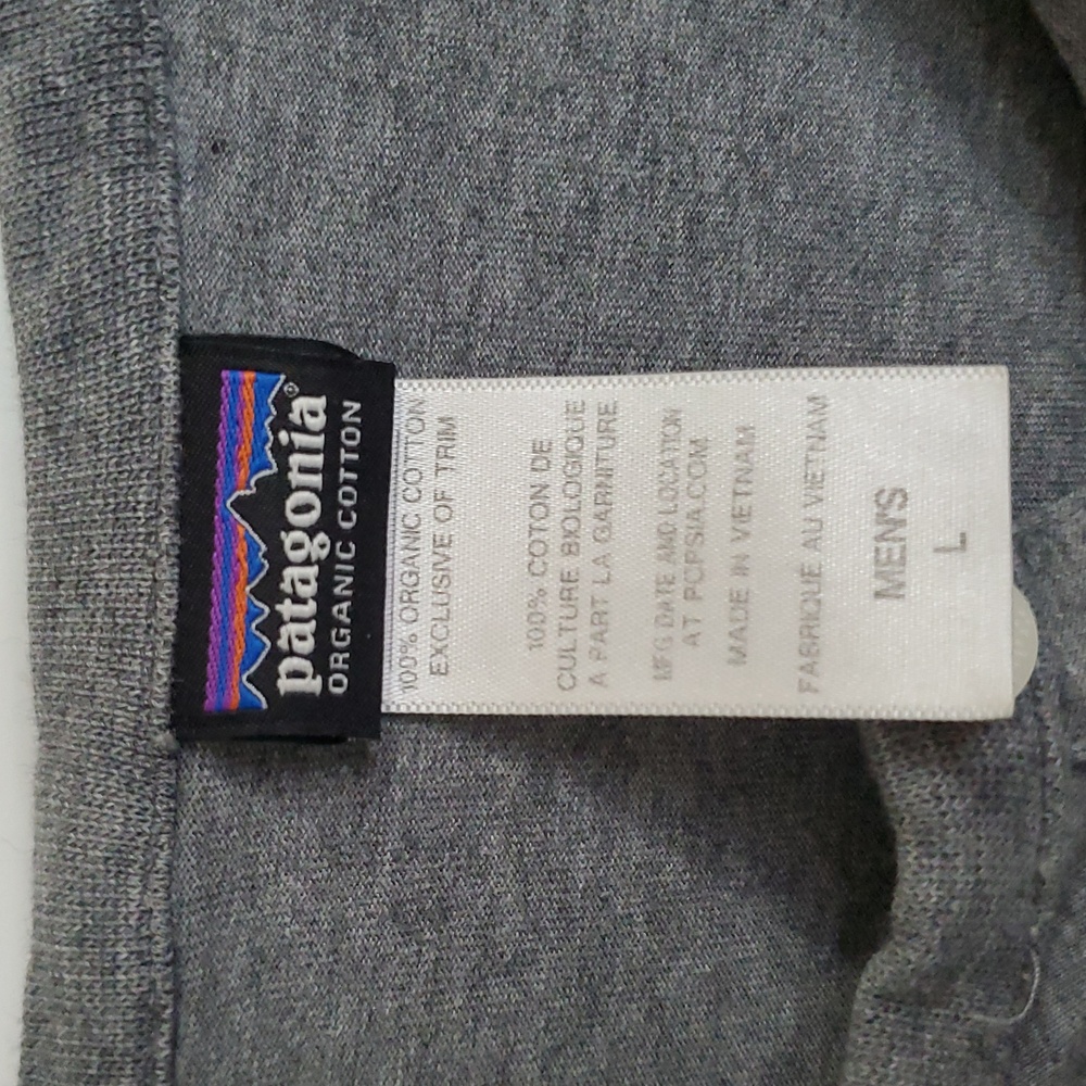 Patagonia Organic Cotton Gray Long Sleeve Henley Shirt Mens L - Picture 3 of 3